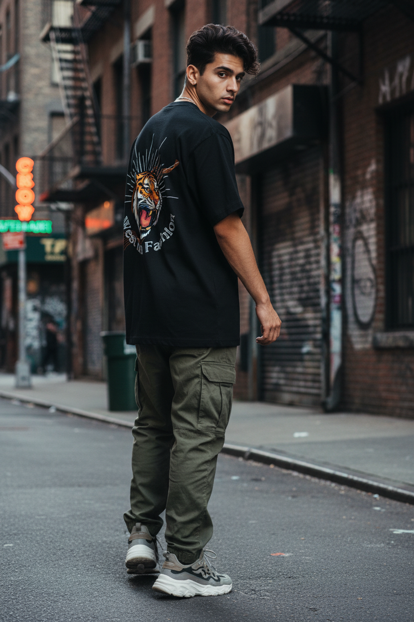 WIF Signature Black Cotton Stretch T-shirt