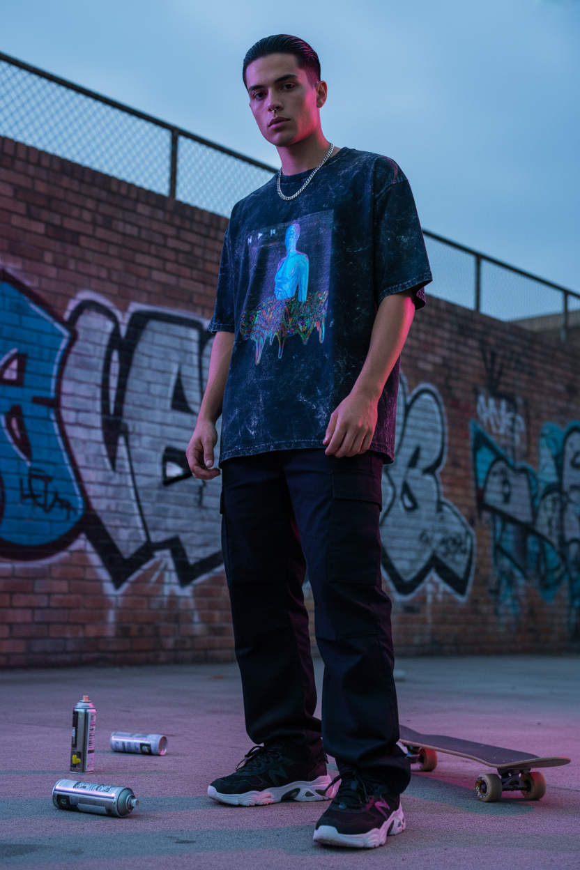 Glitched Unisex Acid Washed Oversized Tee