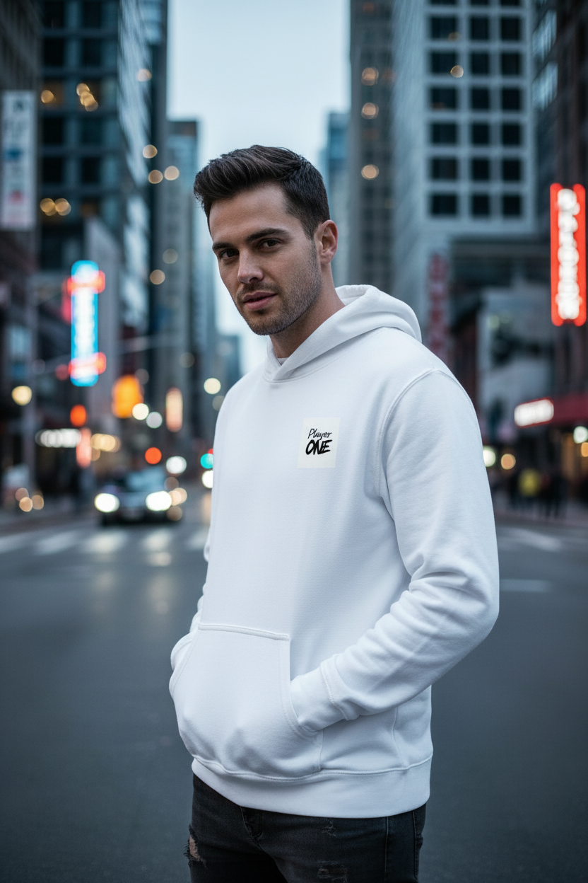 Player One White Pullover Hoodie
