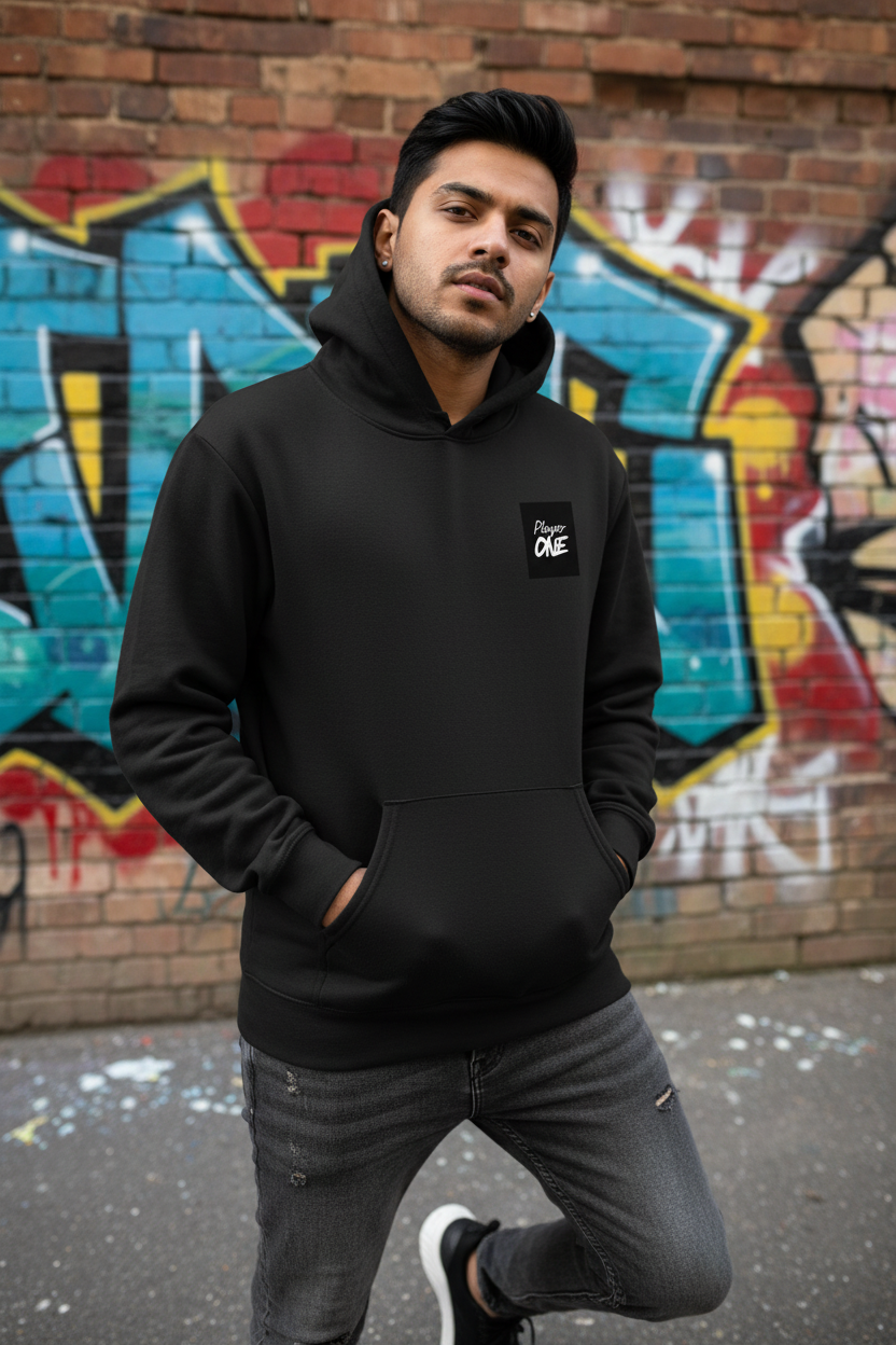 Player One Black Pullover Hoodie