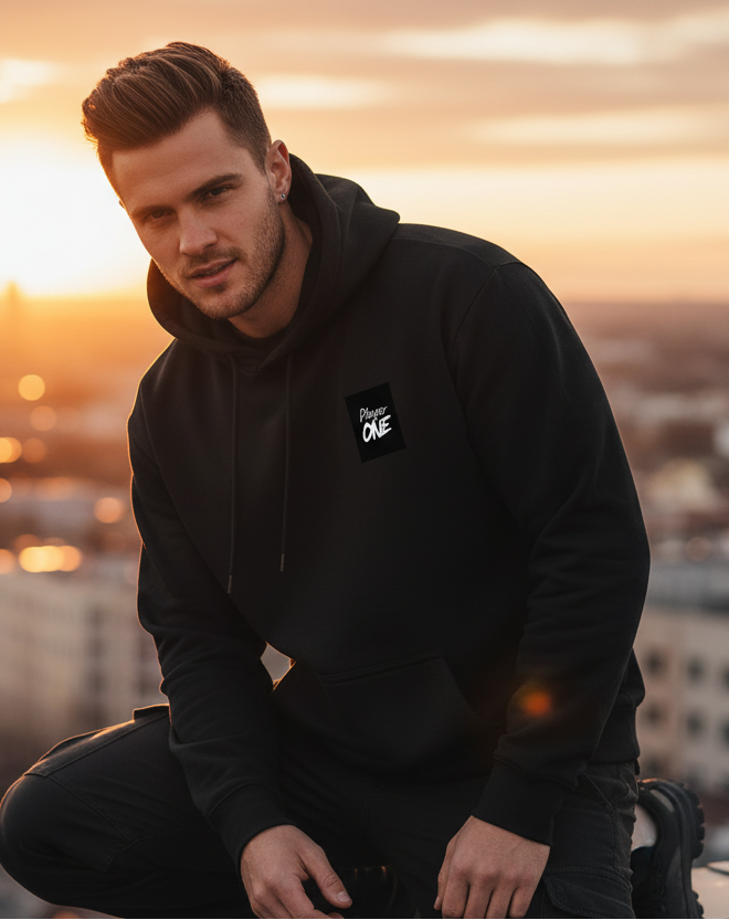 Player One Black Pullover Hoodie