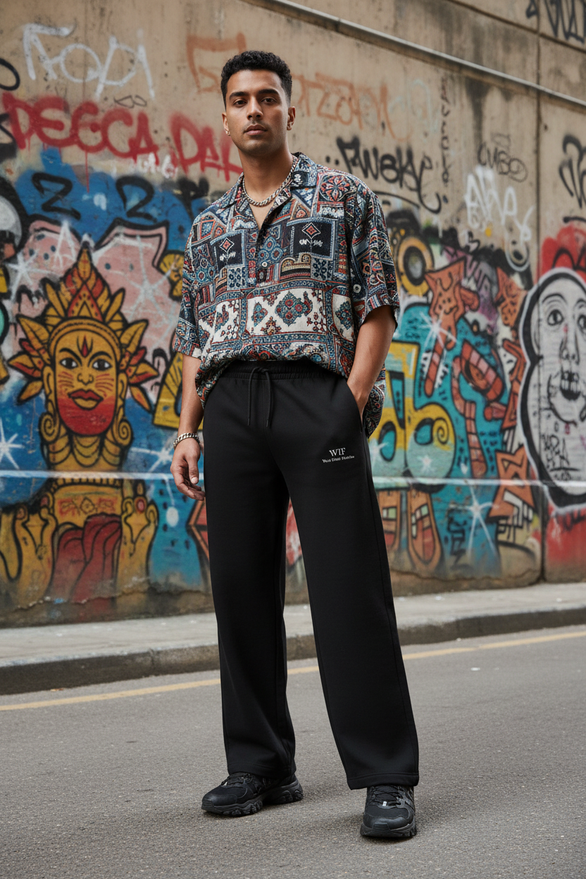 Black Lux Cotton Blend Sweatpants