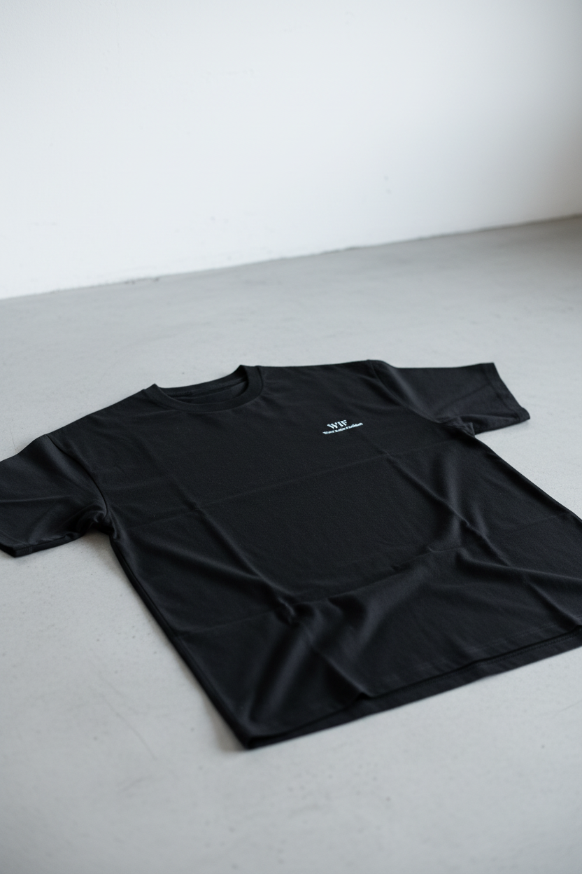 WIF Signature Black Cotton Stretch T-shirt