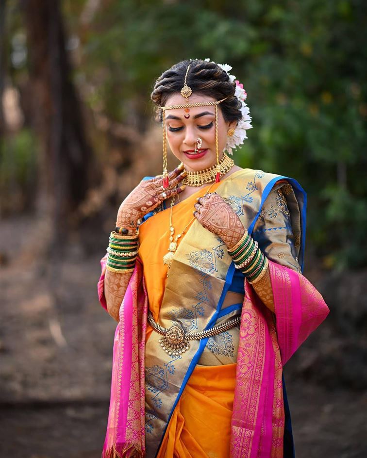 Bridal Zari Woven Soft Banarasi Paithani Saree with Meenakari Border | TST  | The Silk Trend