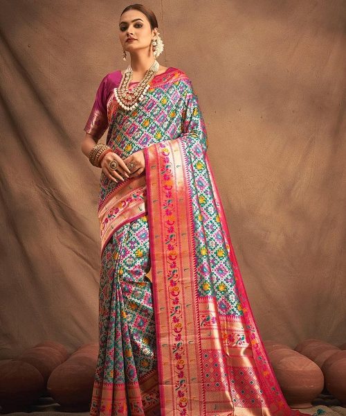 Red Patola Silk Saree | Indian Saree Paithani style | Silk Saree USA | –  Vara Vastram